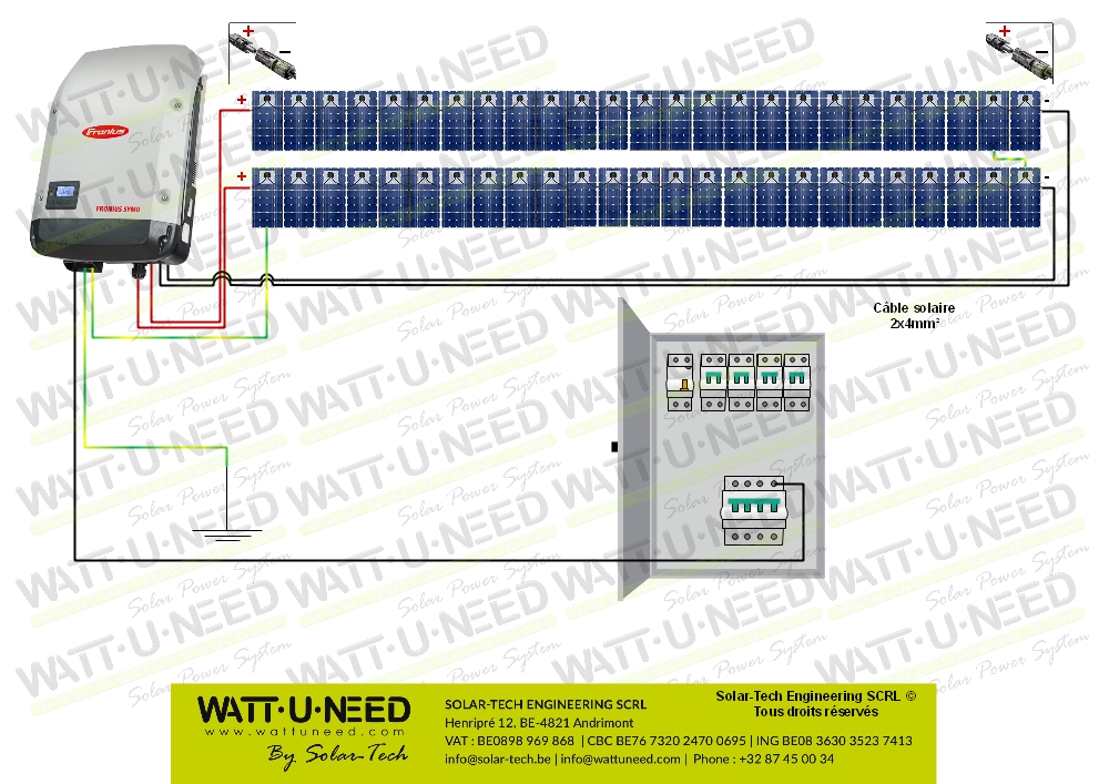 Kit 50 panneaux autoconsommation / réinjection tri 15kW sans stockage 